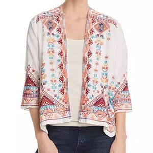 Johnny Was Velsia Linen Bolero Embroidered Jacket Size Medium